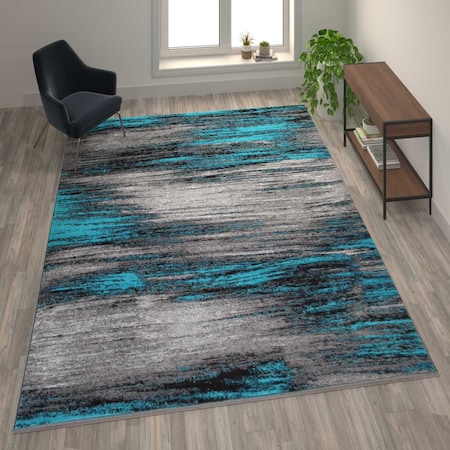 Flash Furniture Turquoise 8x10 Abstract Area Rug ACD-RGTRZ863-810-TQ-GG